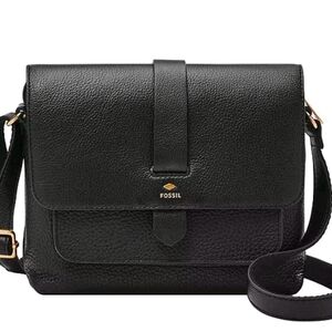 Fossil Black Leather Crossbody Bag